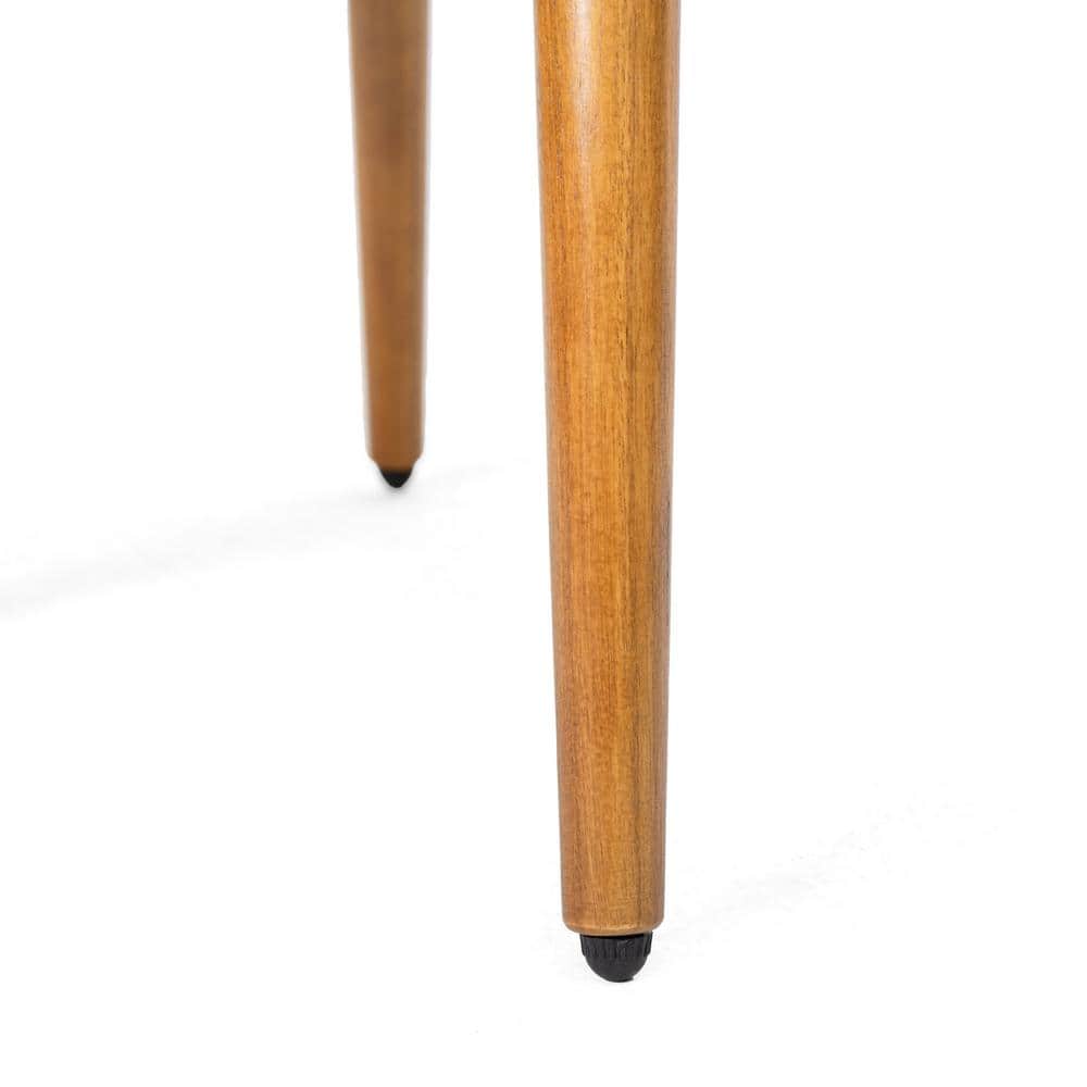 Natural Acacia Wood Mid-Century Modern 2-Drawer Nightstand
