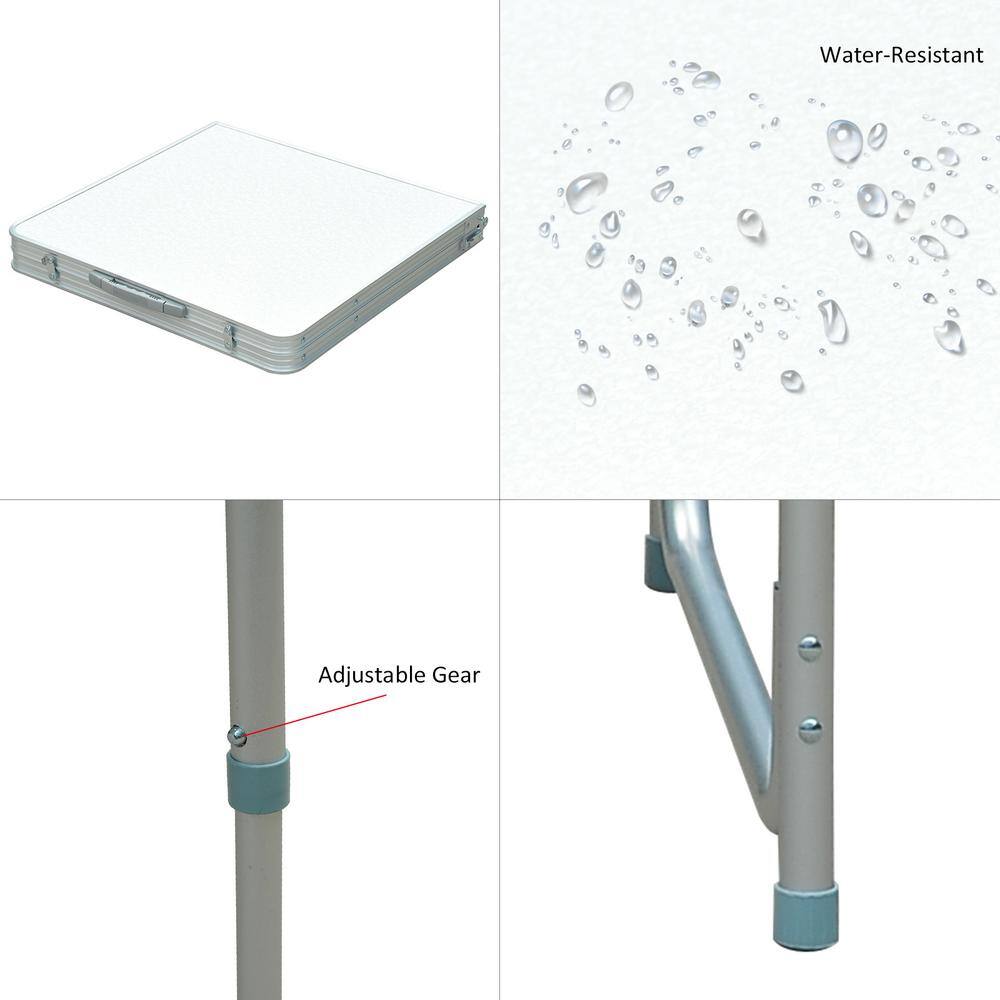 Outsunny Silver Aluminum Folding Camping Table with Carry Handle