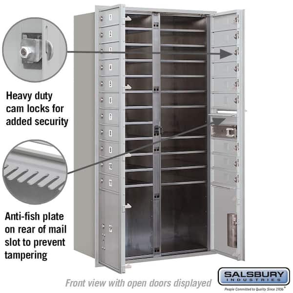 Salsbury Industries 3708S-03AFU Recessed Mounted 4C Horizontal Cluster Mailbox Aluminum 