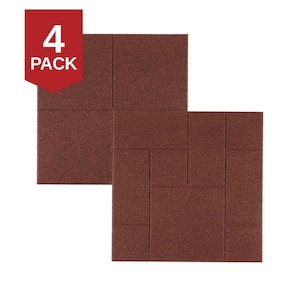 24 in. x 24 in. x 5/8 in. Red Dual-Sided Rubber Paver (4-Pack)