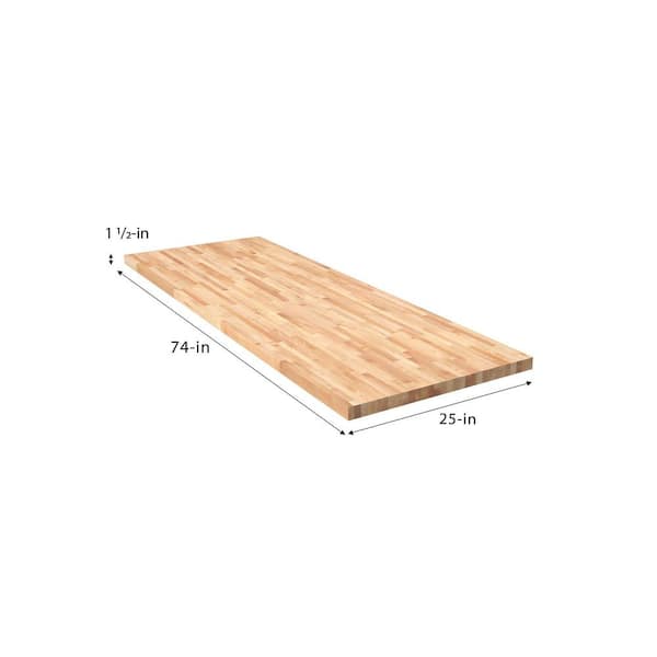 6 ft. L x 25 in. D Unfinished Maple Solid Wood Butcher Block Countertop With Square Edge