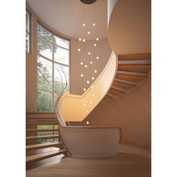 aiwen 24-Light Modern Chrome Spiral Crystal Raindrop