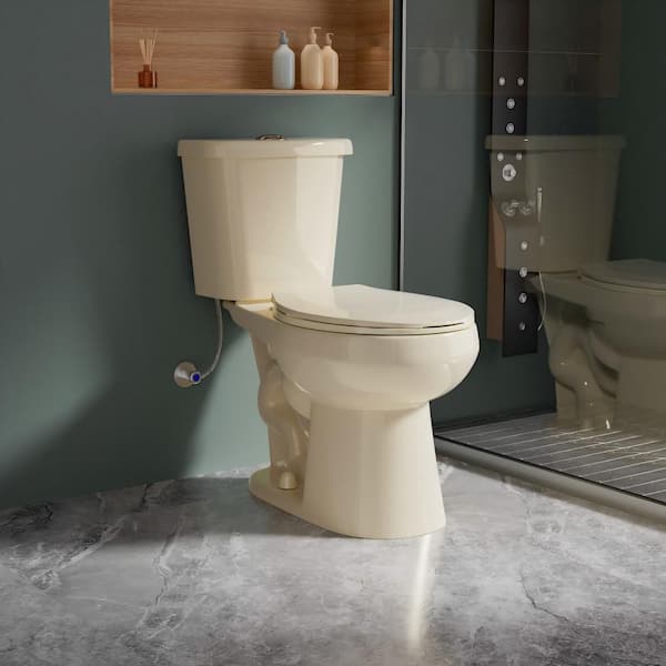 Vomlor ADA 2-Piece Round Toilet in Bone 17 in. Chair Height Dual Flush 1.1/1.6 GPF with Soft Close Seat for Elder Use
