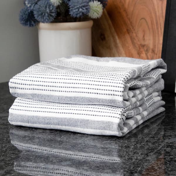 T-fal Gray Coordinating Flat Waffle Weave Cotton Dish Cloth Set of 8 94854  - The Home Depot