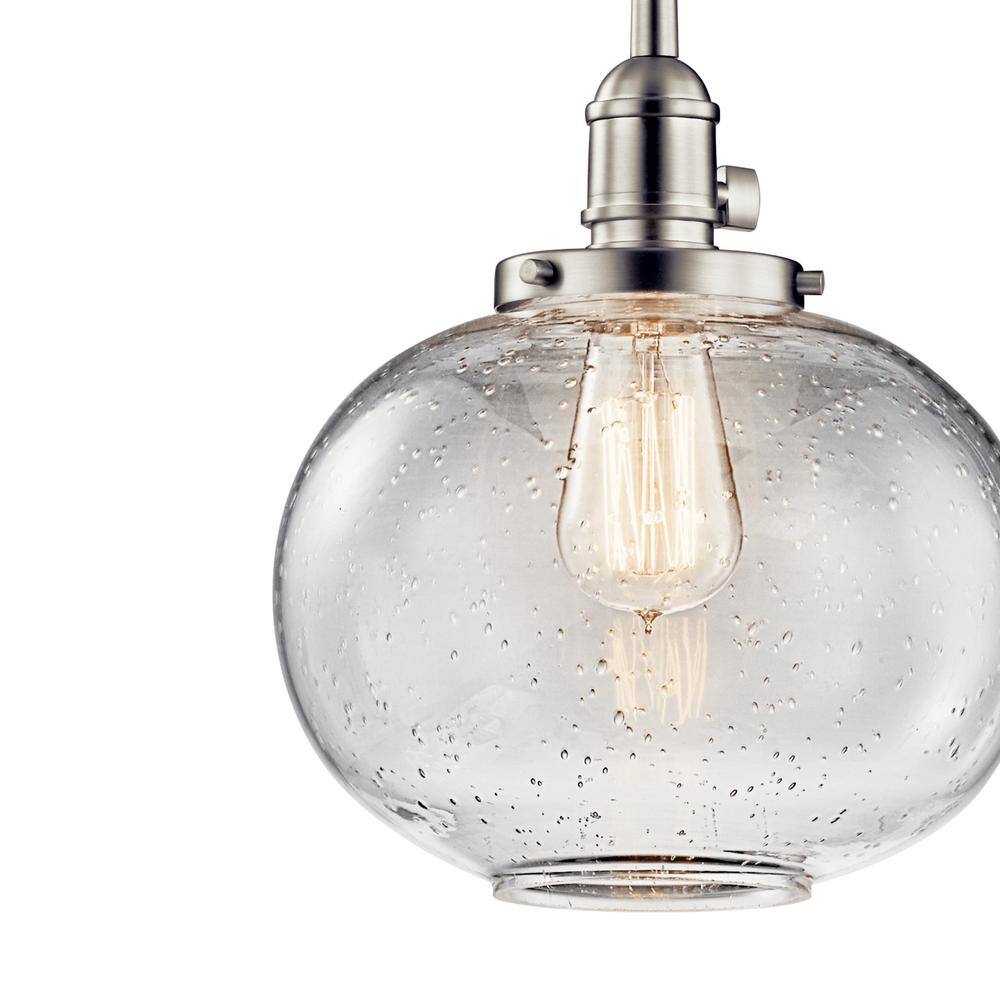 Avery 9.75" Brushed Nickel Mini Pendant with Clear Seeded Glass