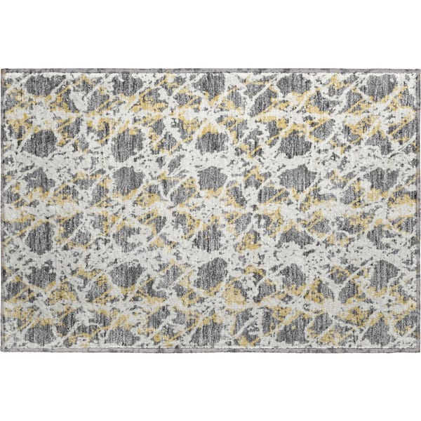 Mayfield Premium Machine Washable Abstract AMF969 Gray 1 ft. 8 in. x 2 ft. 6 in. Area Rug
