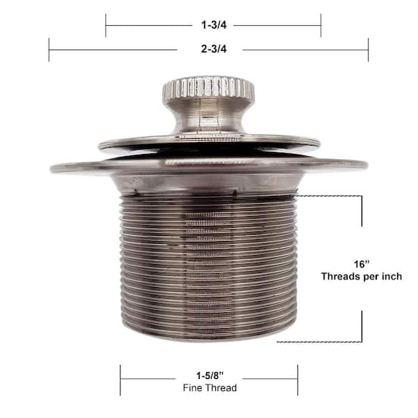 Westbrass 1-1/2 in. NPSM Twist & Close Bathtub Drain Plug, Coarse Thread,  Polished Nickel D331-05 - The Home Depot