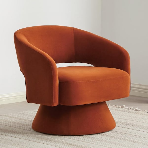 Spruce & Spring Muses Rust Fabric Swivel Accent Arm Chair