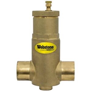 1 in. Forged Brass Sweat Air Separator with Removable Vent Head and Coalescing Medium