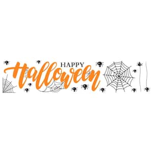 Orange and Black Happy Halloween Quote Peel and Stick Wall Decal