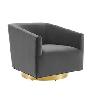 Twist Charcoal Velvet Swivel Armchair