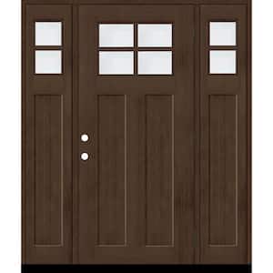 Regency 64 in. x 80 in. LHOS 4L-1/4 Toplite Clear Glass Hickory Stain Fir Fiberglass Prehung Front Door with Dbl 12in.SL