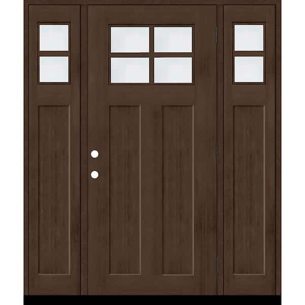 Steves & Sons Regency 64 in. x 80 in. LHOS 4L-1/4 Toplite Clear Glass Hickory Stain Fir Fiberglass Prehung Front Door with Dbl 12in.SL