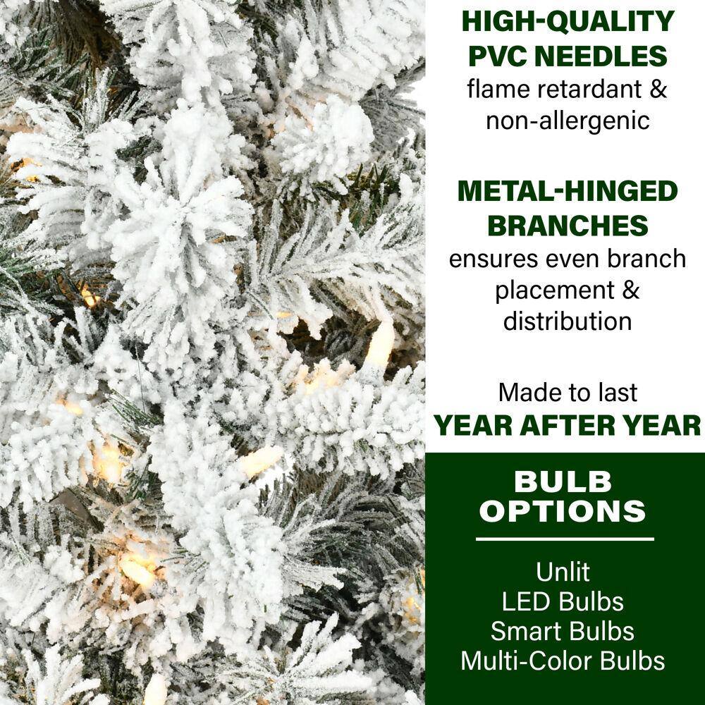 Slim Mountain Pine Flocked 7.5-Foot Christmas Tree with PVC Needles
