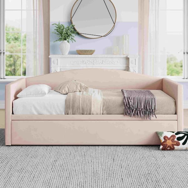 Pink Twin Size Daybed with Extended Pop Up Trundle