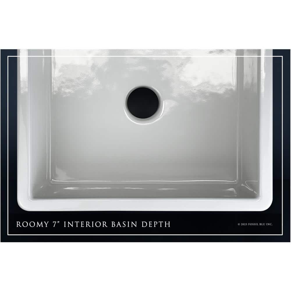 Glossy White Ceramic Rectangular Farmhouse Bathroom Sink