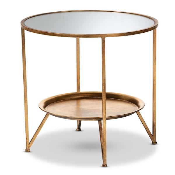 Baxton Studio Tamsin Antique Gold Accent Table with Tray Shelf