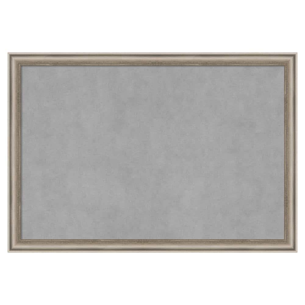 Pewter Framed Grey Magnetic Memo Board with Wood Frame