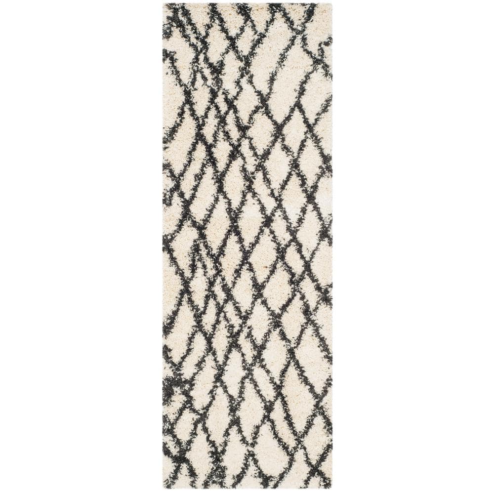 Belize Shag Ivory/Charcoal 2 ft. x 5 ft. Geometric Runner Rug price history on PriceWatchPro