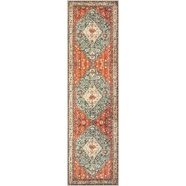 Boho Tribal 2 X 8 Multi-Colored Washable Kitchen Runner Rug Non Slip