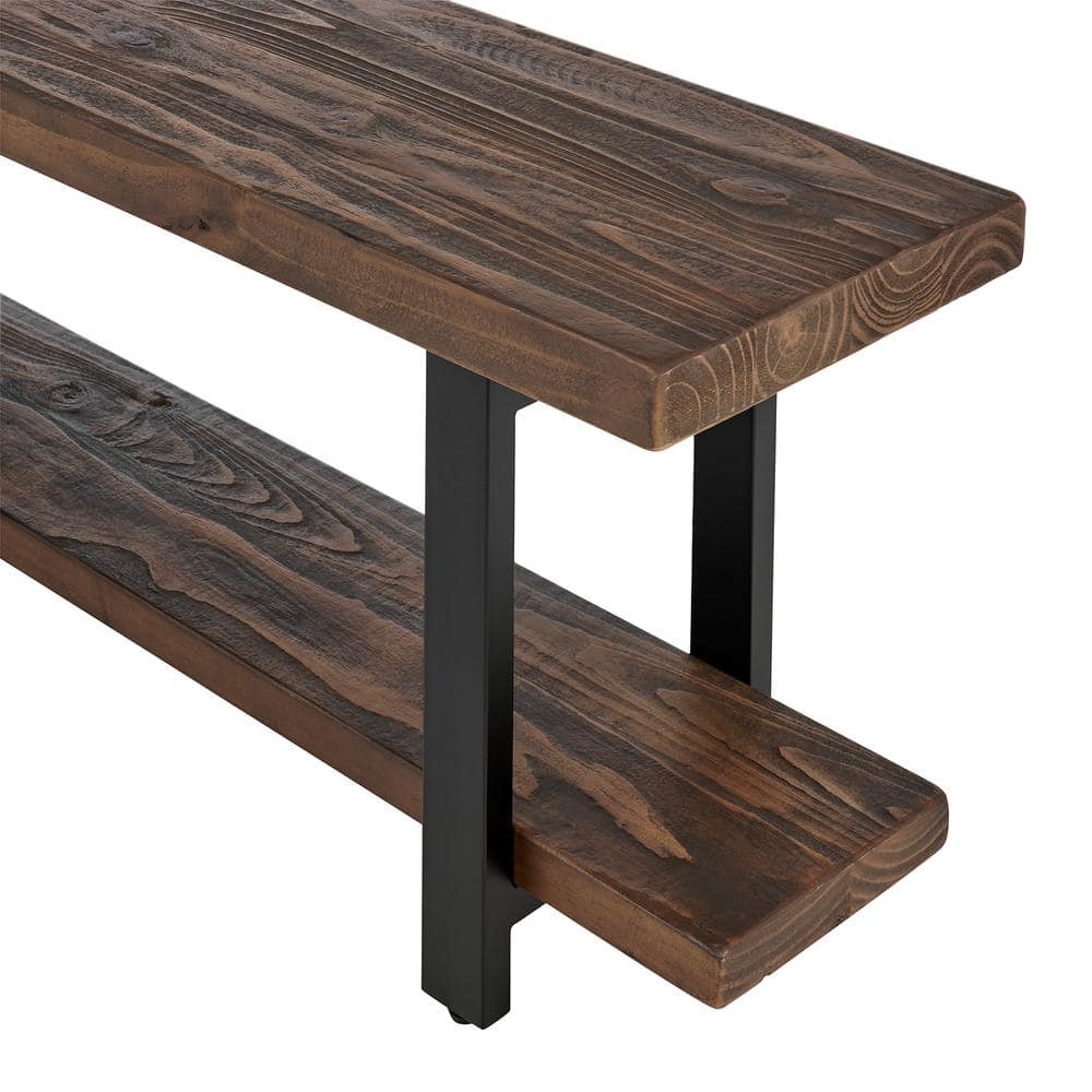 Pomona Rustic Industrial Solid Pine and Metal Bench with Storage