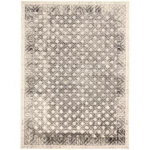 8 X 11 Ivory and Black Abstract Area Rug