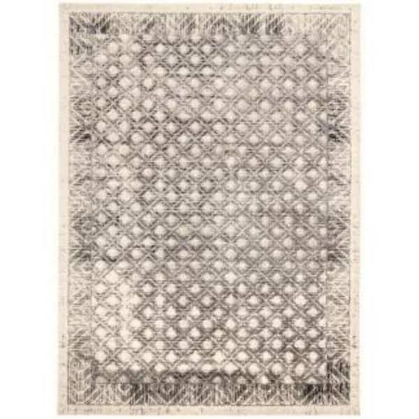 HomeRoots Ivory and Black Abstract 8 ft. x 11 ft. Area Rug