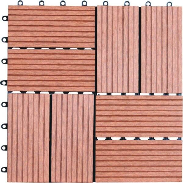 Naturesort 8-Slat 1 ft. x 1 ft. Composite Deck Tiles in Dark Tan (11 per Case)