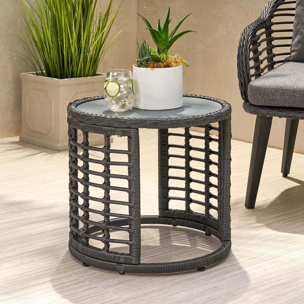 Outside Rattan Side Table Outdoor Rattan Side Table, Patio Dining Table, Functional Coffee Table ...