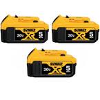 DEWALT 20V MAX XR Premium Lithium Ion 5.0Ah Battery 3 Pack