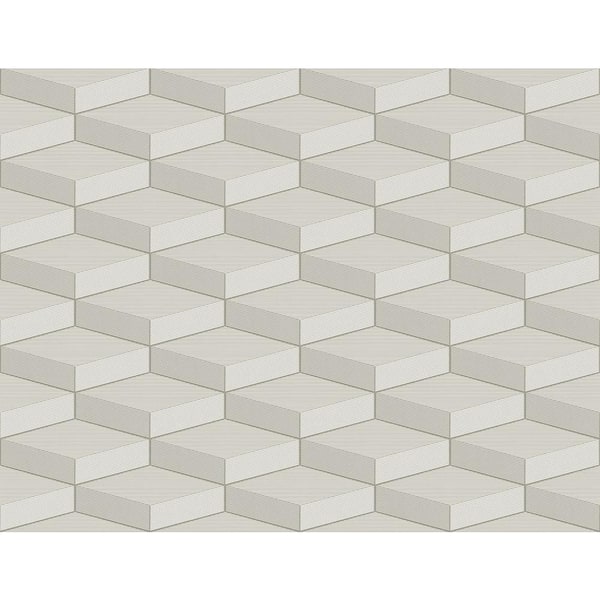 CASA MIA Cube Grey Paper Non-Pasted Strippable Wallpaper Roll (Cover 60.75 sq. ft.)