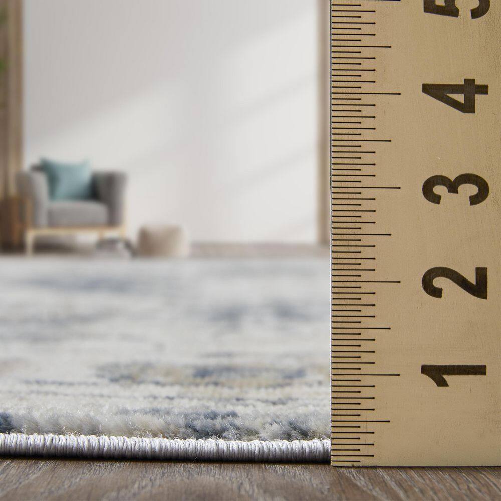 Kehleigh Blue Medallion Stain-Resistant Rectangular Area Rug