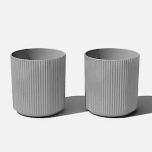 Demi 20 in. Round Grey Plastic Planter (2 Pack)