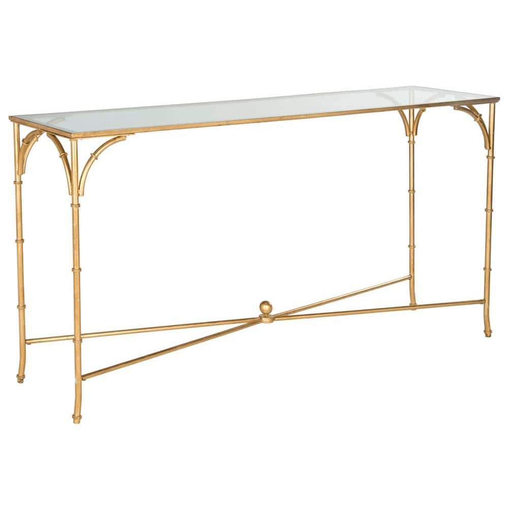 Maurice Gold and Glass X-Base Hallway Table