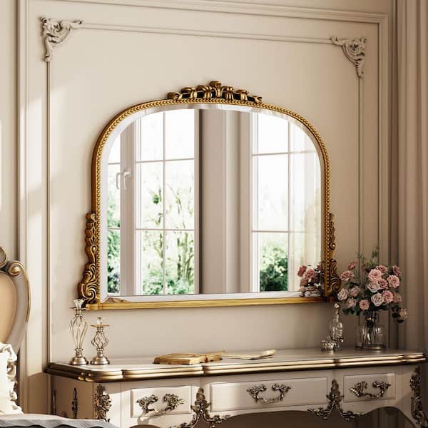 Sxiawe 36.6 in. W x 21.7 in. H Ornate Baroque Antique Brass