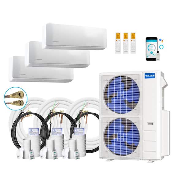 MRCOOL DIY 48,000 BTU 4-Ton 3-Zone 20.5 SEER Ductless Mini-Split AC and Heat Pump with 12K+18K+18K & 16,16,25ft Lines