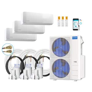 DIY 48,000 BTU 4-Ton 3-Zone 20.5 SEER Ductless Mini-Split AC and Heat Pump with 24K+12K+12K & 75,75,66ft Lines