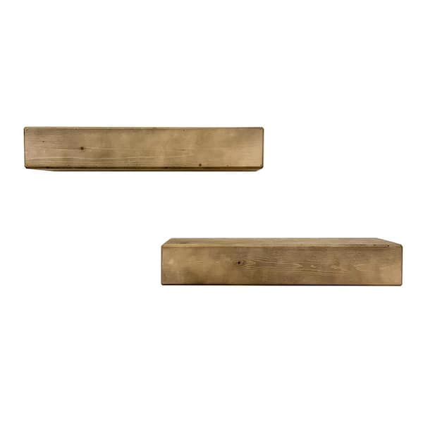 Unbranded Del Hutson Artisan Haute 6 in. x 20 in. x 4 in. Dark Walnut Pine Wood Floating Box Set of 2 Decorative Wall Shelf Set