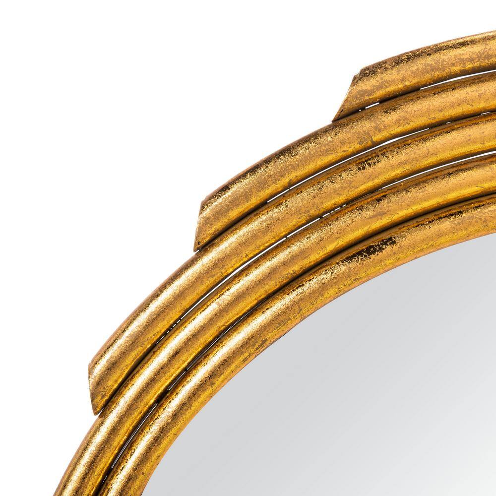 Rossi Round Gold Foil Wood Mirror