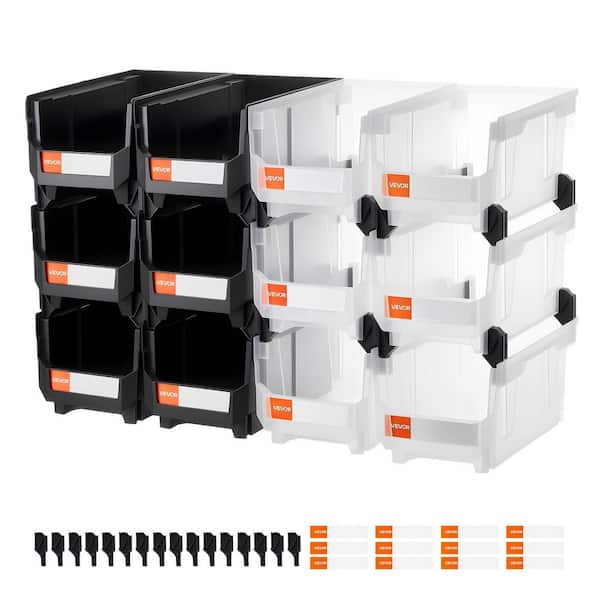 Plastic Stackable Storage Bins, 14.8 x 8.5 x 7.1 in. (12 Pack), Plastic Containers for Organizing and Storage Bins