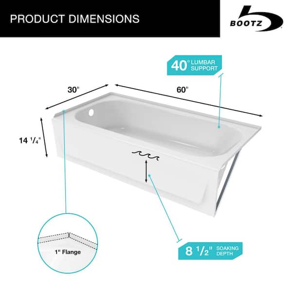 Aloha 60 in. x 30 in. Alcove Soaking Bathtub with Left Drain in White