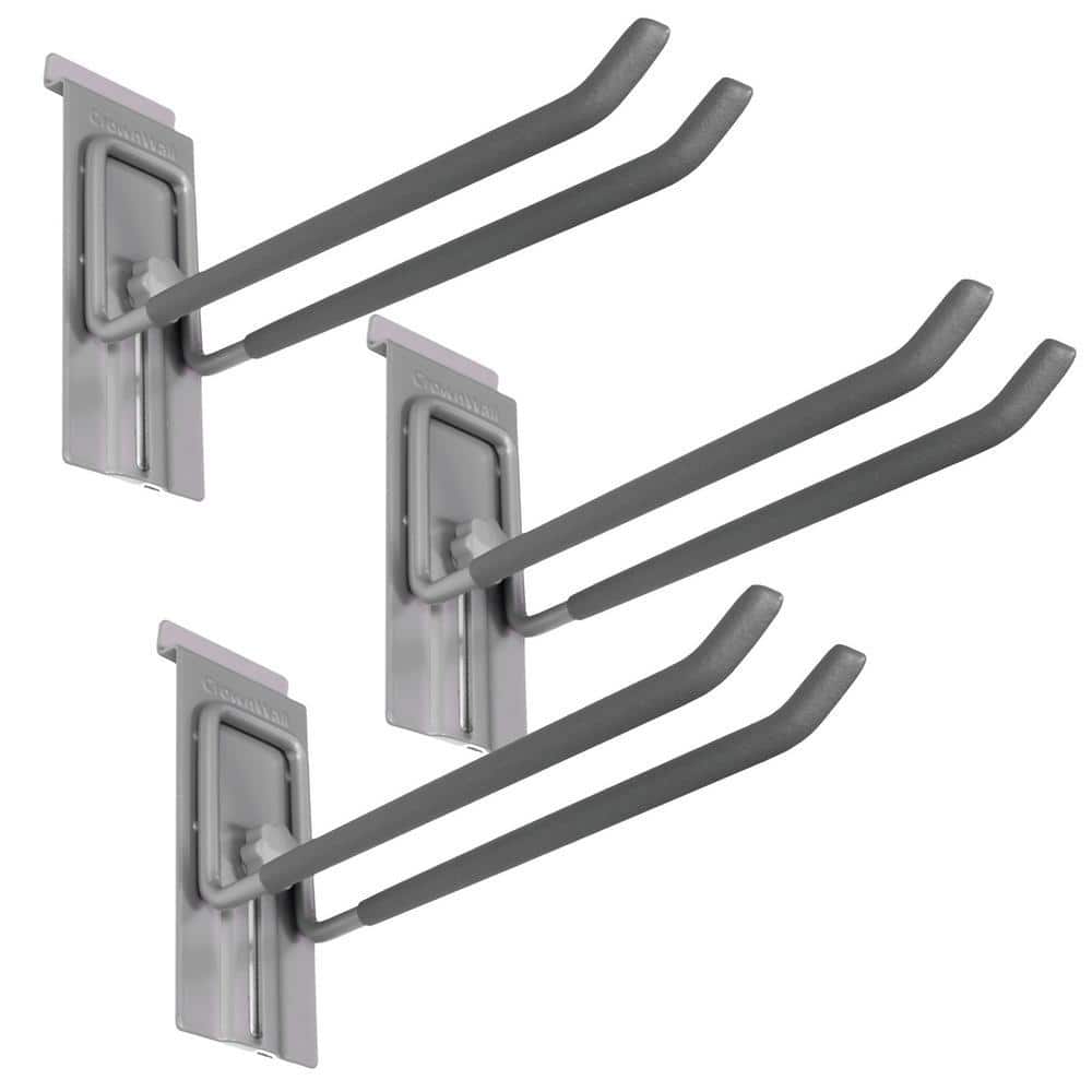 CROWNWALL Slatwall 55 lbs. 8 in. Locking Double Hook (3-Pack) DHK8