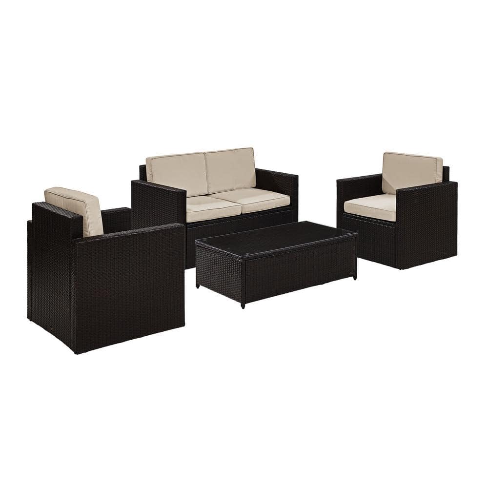 CROSLEY FURNITURE Palm Harbor 4-Piece Wicker Outdoor Seating Set with ...