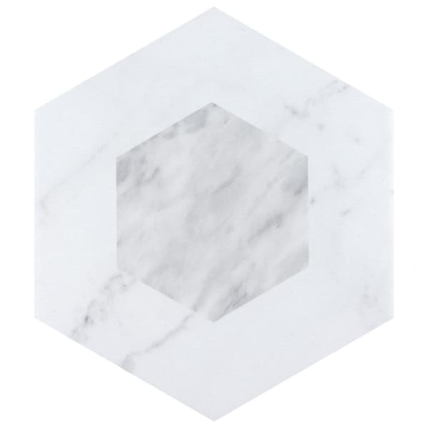 Merola Tile Classico Bardiglio Hex Geo 7 in. x 8 in. Porcelain Floor and Wall Take Home Tile Sample
