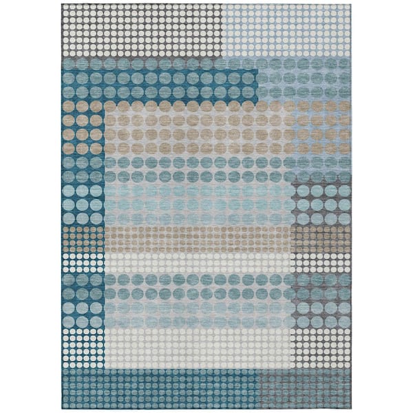 Chantille Machine Washable Indoor/Outdoor Abstract ACN2445 Teal 5 ft. x 7 ft. 6 in. Area Rug