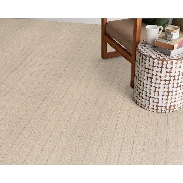 Forsooth Natural Beige 12 ft. 32 oz. Wool Pattern Installed Carpet
