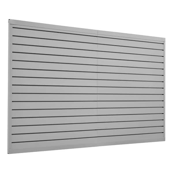 Slat Wall Paneling, 0.79 in. H x 96.46 in. W SlatWall Panels in Gray 1-PackPVC Garage Slatwall with Modular Design