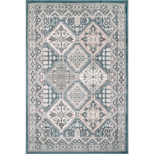 nuLOOM Vintage Tile Becca Blue Doormat 3 ft. x 5 ft. Area Rug