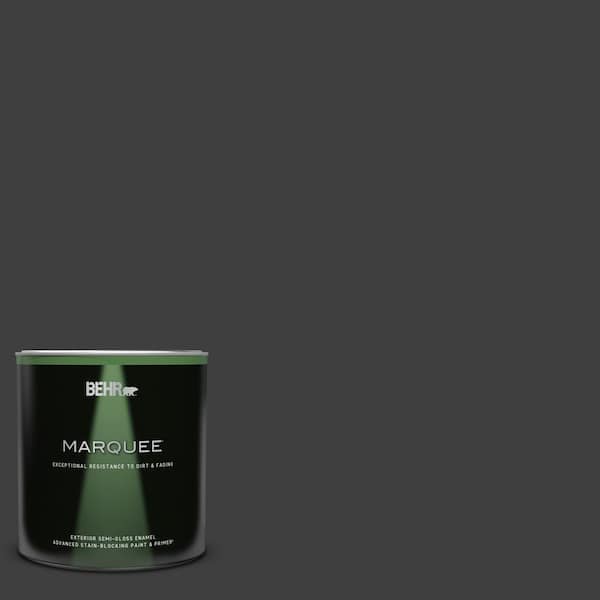 BEHR MARQUEE 1 qt. #ECC-10-2 Jet Black Semi-Gloss Enamel Exterior Paint & Primer