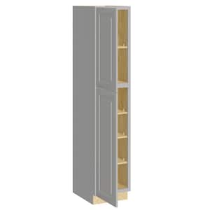Grayson Pearl Gray Painted Plywood Shaker AssembledUtility Pantry Kitchen Cabinet Sft Cls L 18 in W x 24 in D x 90 in H